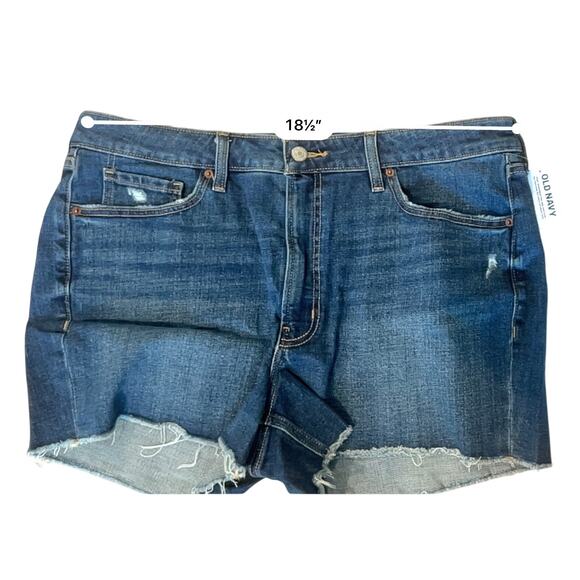 Old‎ Navy High Waisted 3" Inseam OG Blue Jean Cut Off Shorts 16 Medium Wash NWT - Picture 4 of 8